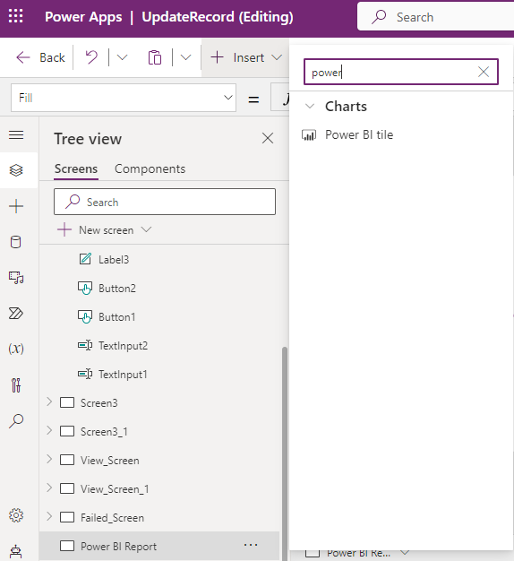 Power BI Report with Canvas App